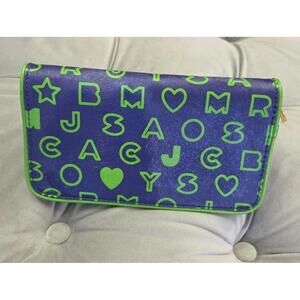 Marc by Marc Jacobs Logo EAZY Vertical Zip Around Wallet Blue Green Rare